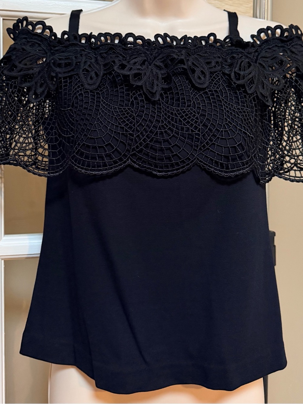 Black Lace-Trim Off-Shoulder Camisole